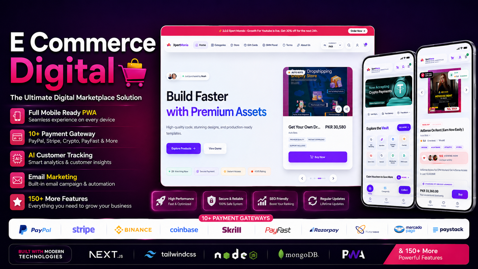 Digital Product Marketplace | Next.js Store, SMM Panel, PWA, POS, Wallet & Marketing Automation - JS